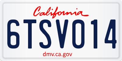 CA license plate 6TSV014