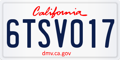 CA license plate 6TSV017