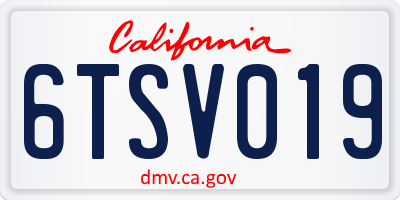 CA license plate 6TSV019