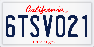 CA license plate 6TSV021