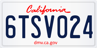 CA license plate 6TSV024
