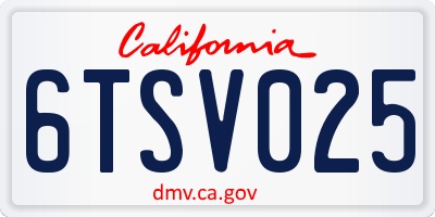 CA license plate 6TSV025