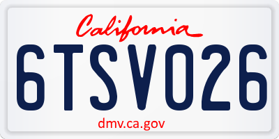 CA license plate 6TSV026