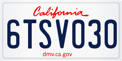 CA license plate 6TSV030