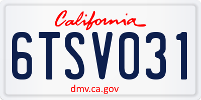 CA license plate 6TSV031