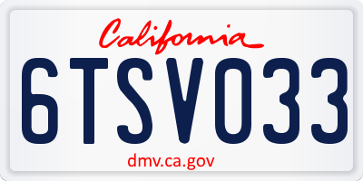 CA license plate 6TSV033