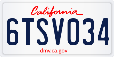 CA license plate 6TSV034
