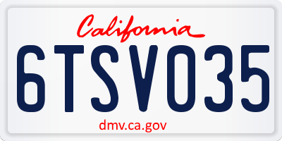 CA license plate 6TSV035