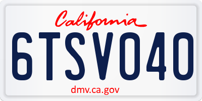 CA license plate 6TSV040
