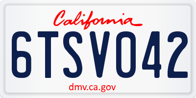 CA license plate 6TSV042