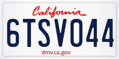 CA license plate 6TSV044
