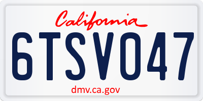 CA license plate 6TSV047