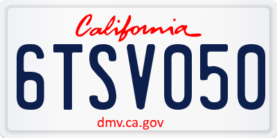 CA license plate 6TSV050