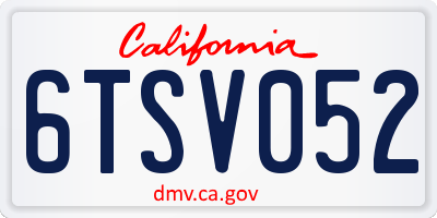 CA license plate 6TSV052
