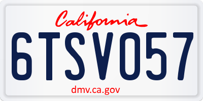 CA license plate 6TSV057