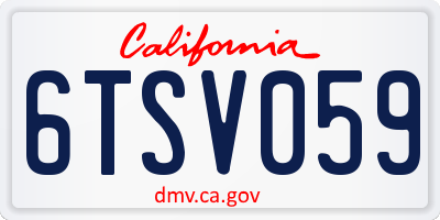 CA license plate 6TSV059