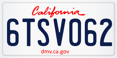 CA license plate 6TSV062
