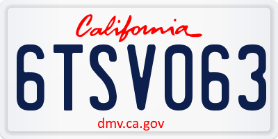 CA license plate 6TSV063