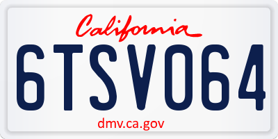 CA license plate 6TSV064