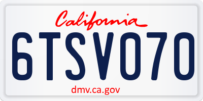 CA license plate 6TSV070