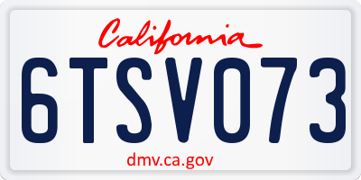 CA license plate 6TSV073
