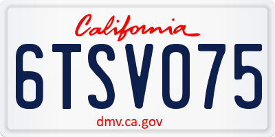 CA license plate 6TSV075