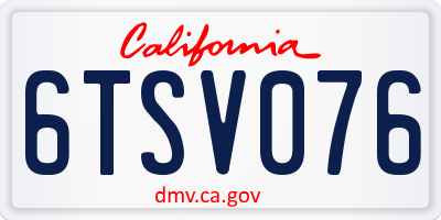 CA license plate 6TSV076