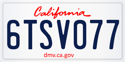 CA license plate 6TSV077
