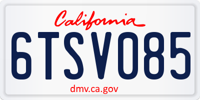 CA license plate 6TSV085