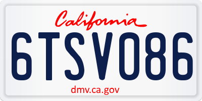 CA license plate 6TSV086