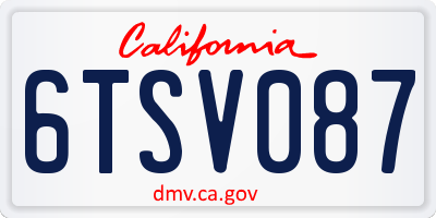 CA license plate 6TSV087