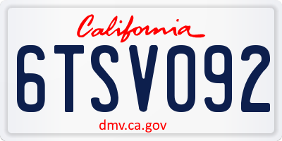 CA license plate 6TSV092