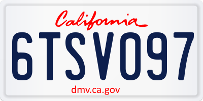 CA license plate 6TSV097