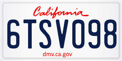CA license plate 6TSV098
