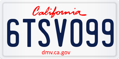 CA license plate 6TSV099
