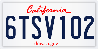 CA license plate 6TSV102