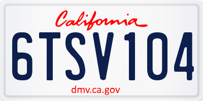 CA license plate 6TSV104