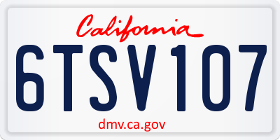 CA license plate 6TSV107