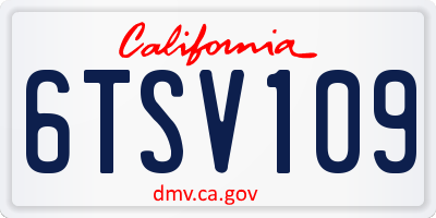 CA license plate 6TSV109