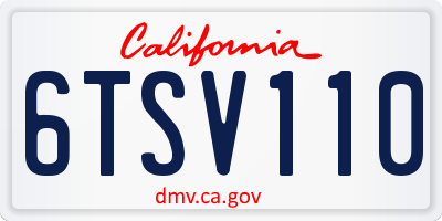CA license plate 6TSV110