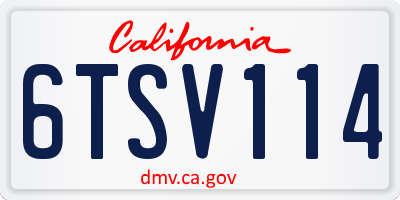 CA license plate 6TSV114