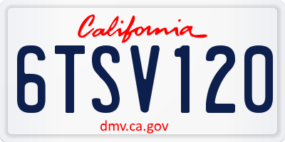 CA license plate 6TSV120