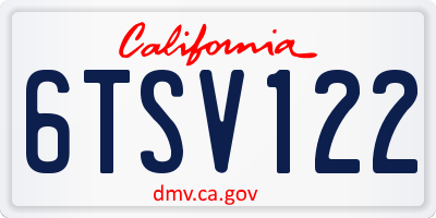 CA license plate 6TSV122