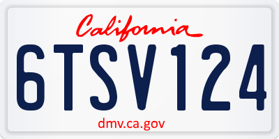 CA license plate 6TSV124