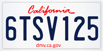 CA license plate 6TSV125