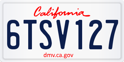 CA license plate 6TSV127