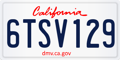 CA license plate 6TSV129