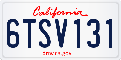 CA license plate 6TSV131