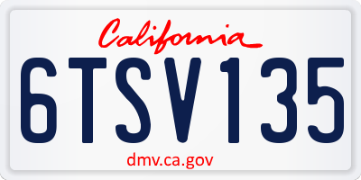 CA license plate 6TSV135