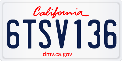 CA license plate 6TSV136